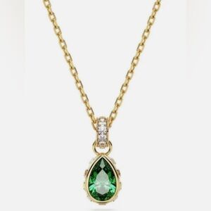Swarovski Chroma Pendant Necklace Pear Cut Green Gold-tone Plated 5648751